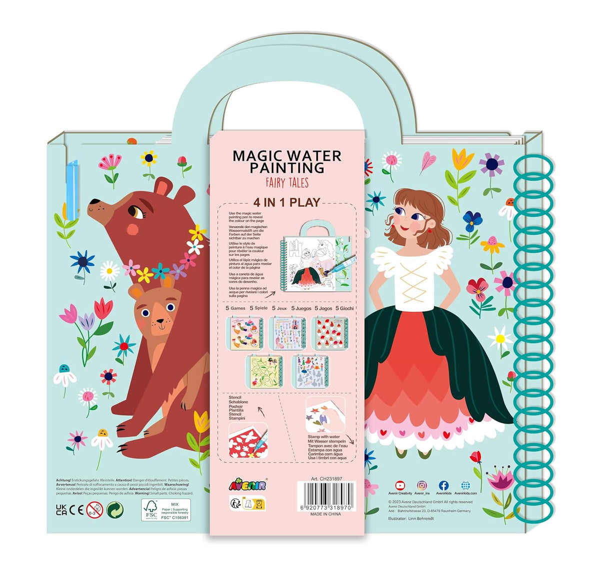 Avenir - Magic Water Painting - My Fairy Tales Multicolour | Ideal for rainy days, indoor play, mess-free painting, travel and holidays |  Ideal for Ages 3+