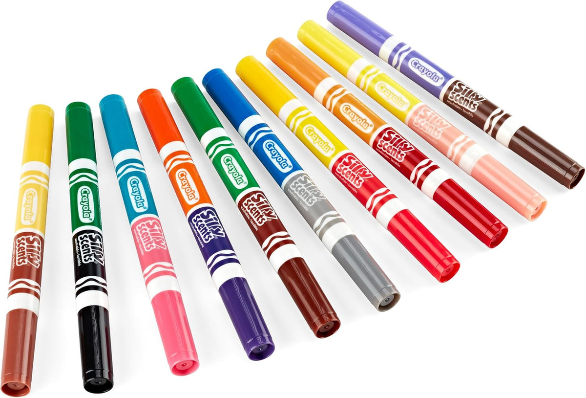 Crayola Silly Scents Scented Markers – Pack of 10 Double-Tip Washable Pens with 20 Colours & Fragrances | Maxi Felt Tips for Kids Drawing, School & Creative Fun Ages 3+