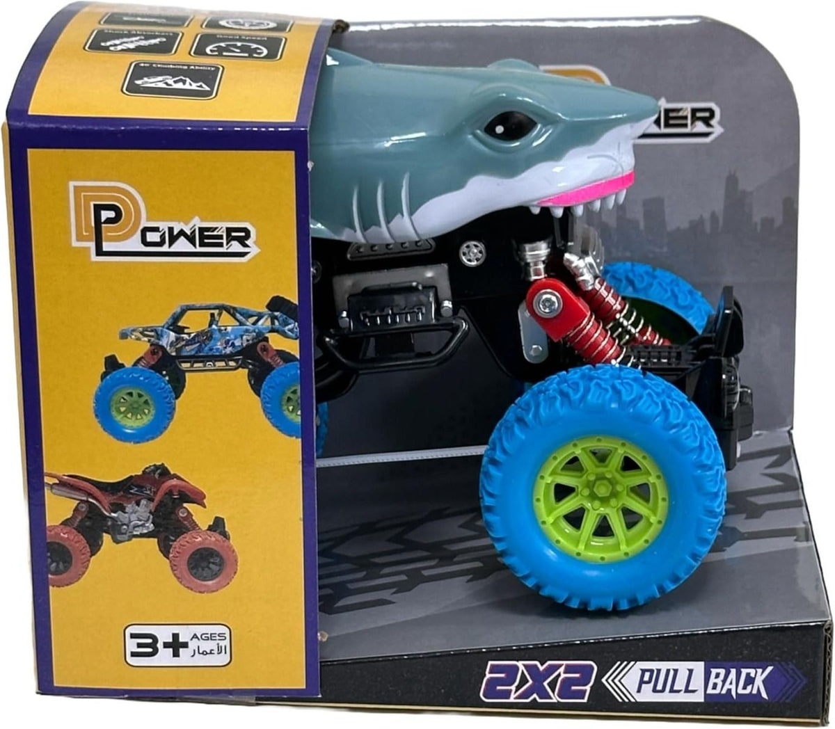 D-Power - PullBack Crazy Shark Truck | No Batteries Needed, Fun for All Ages | 3+