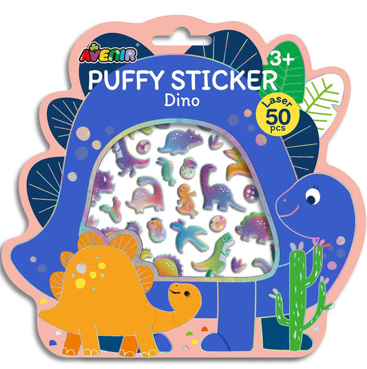 Avenir - Puffy Sticker Dino Multicolor |  activity for kids | Perfect work of art to keep for room decoration or to give as a gift | ages 3+