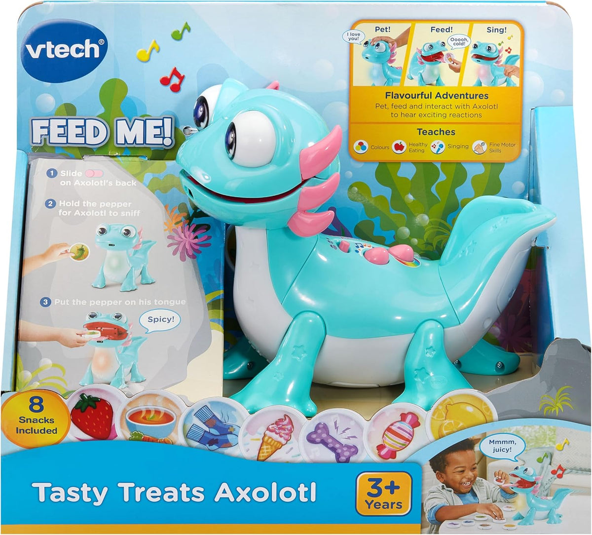 VTech Tasty Treats Axolotl – Interactive Toddler Toy with Fun Reactions, Pretend Snacks & Educational Songs | Learning Toy for Kids Ages 1-4