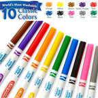 Crayola Ultra-Clean Markers, Fine Line, Classic Colors, Color Max Markers 10 count