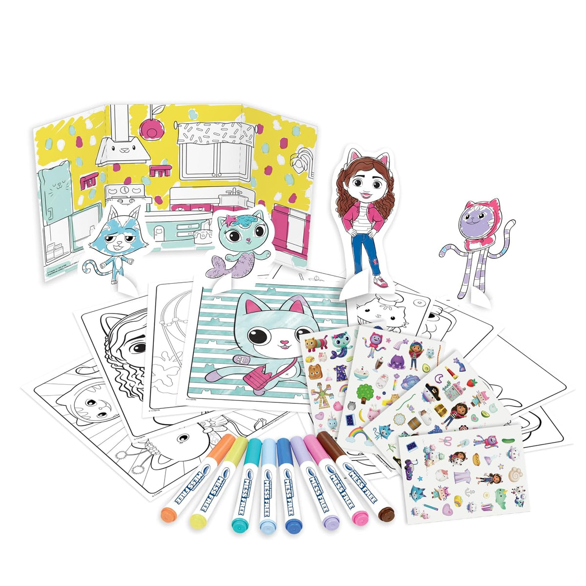 CRAYOLA - Color Wonder, Gabby's Dollhouse Stain Free Gift Set, Rich Content with Markers, Coloring Pages, Stickers and More, Ages 3
