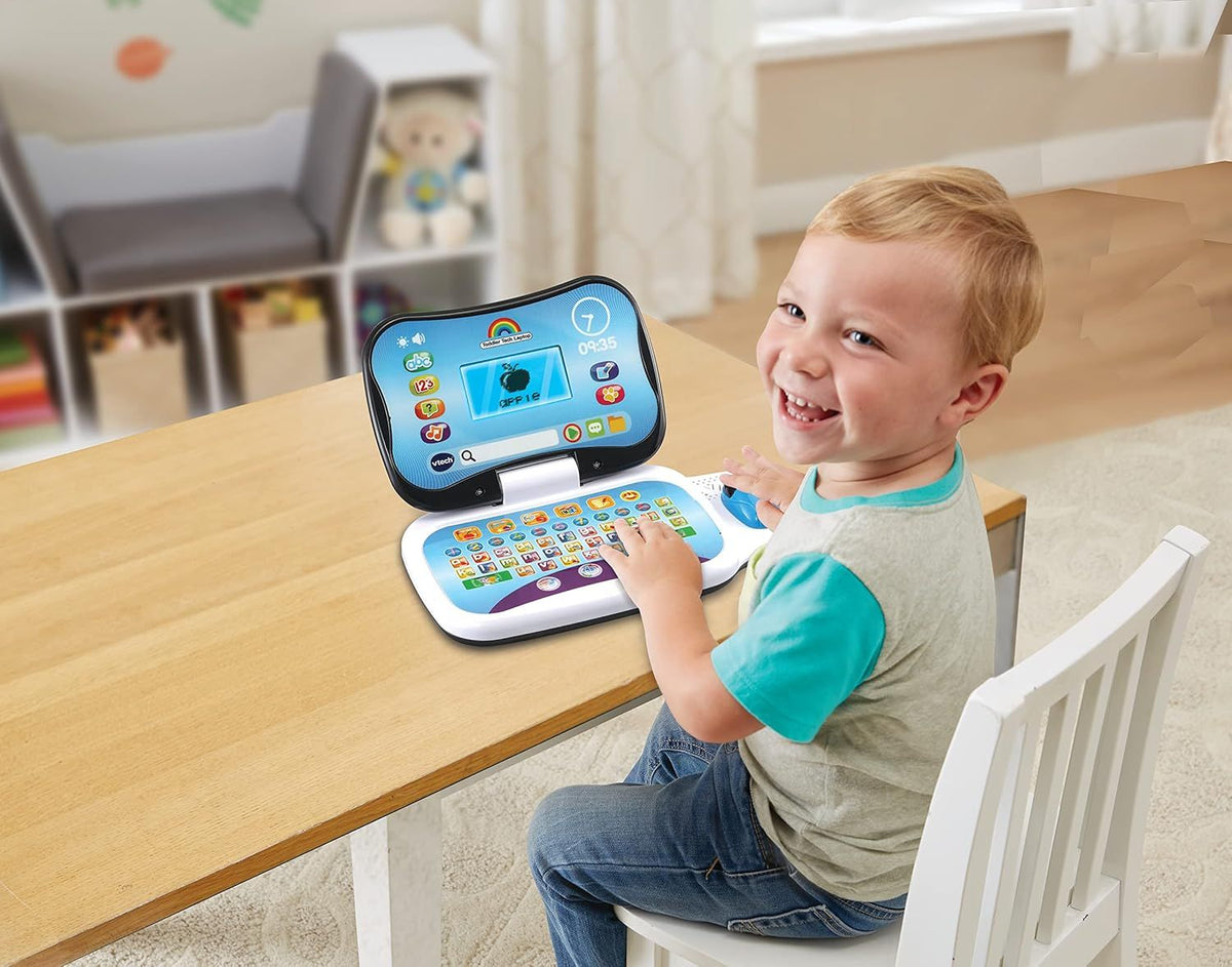 VTech Toddler Tech Laptop, Interactive Educational Computer Toy, 20 Games for Pre-School Children, Learn Alphabet, Letters, Shapes, Numbers, Music & French, Kids Age 2, 3, 4 + Years, English Version