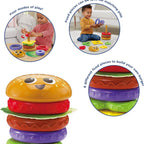VTech Baby Build-a-Burger – Stacking & Sorting Toy with 6 Food Pieces, Shape Matching, Spinning & Color Play | for Babies 18–24 Months+