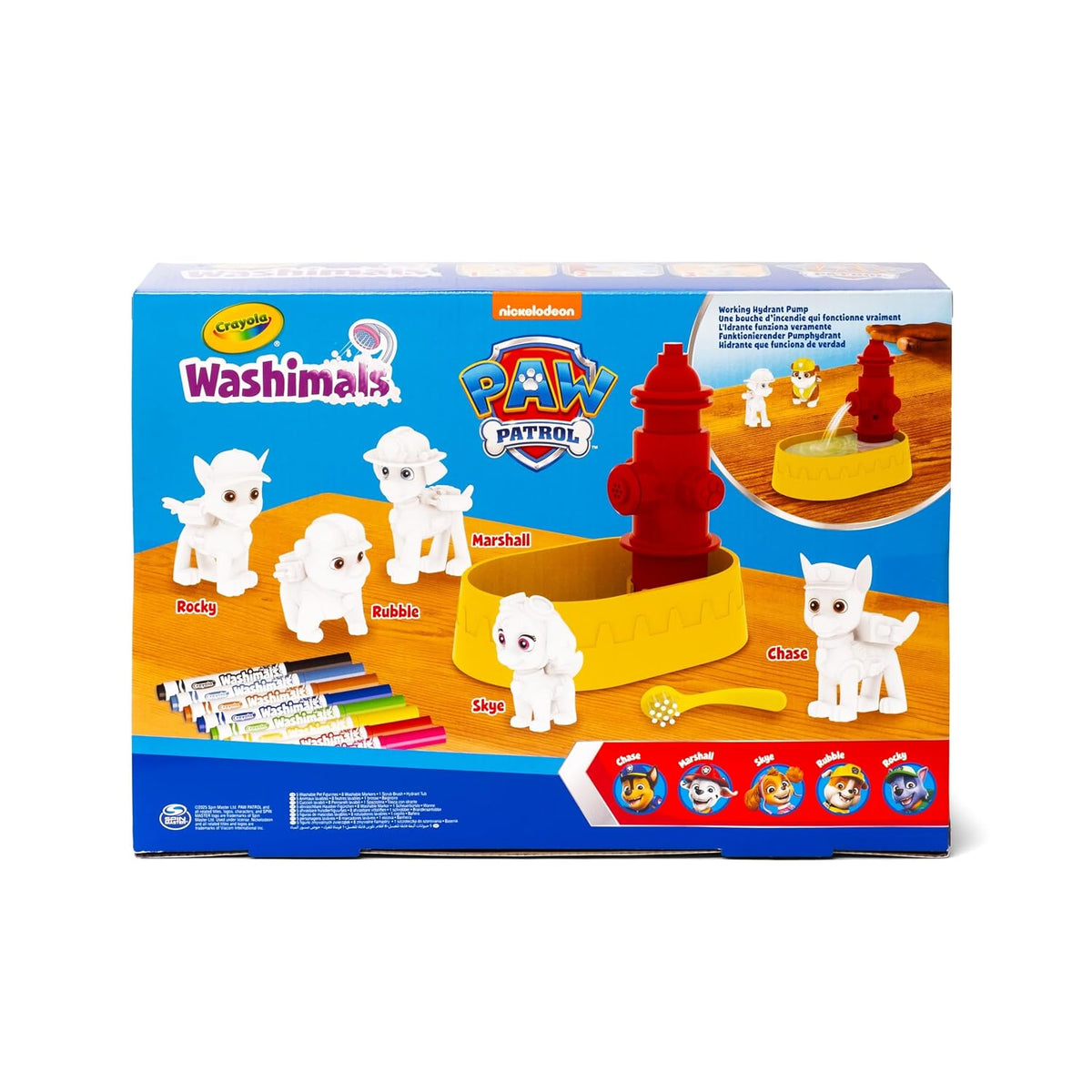 Crayola - Washimals Paw Patrol Activity Kit with 5 Baby Animals, 8 Washable Felt Tips, Bath with Shower, Small Brush, Game and Gift for Children, from 3 Years