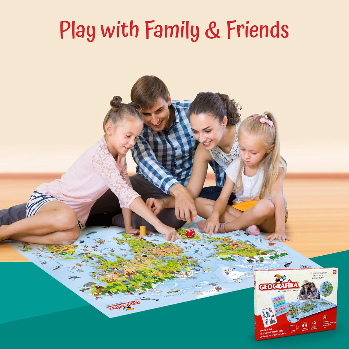 UnikPlay - Geografika | Educational Game, Mini Edition, World Map Board Game, Geography Illustrated Map with Cards | Learning Tools for Boys & Girls
