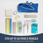 ZIPIT - Monstar Pencil Case for Boys, Holds Up to 30 Pens, Machine Washable, Made of One Long Zipper! (Blue)