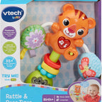 VTech Rattle & Roar Tiger | Baby Rattle with Lights, Music & Textured Pom Poms | Fine Motor & Sensory Development Toy for Infants