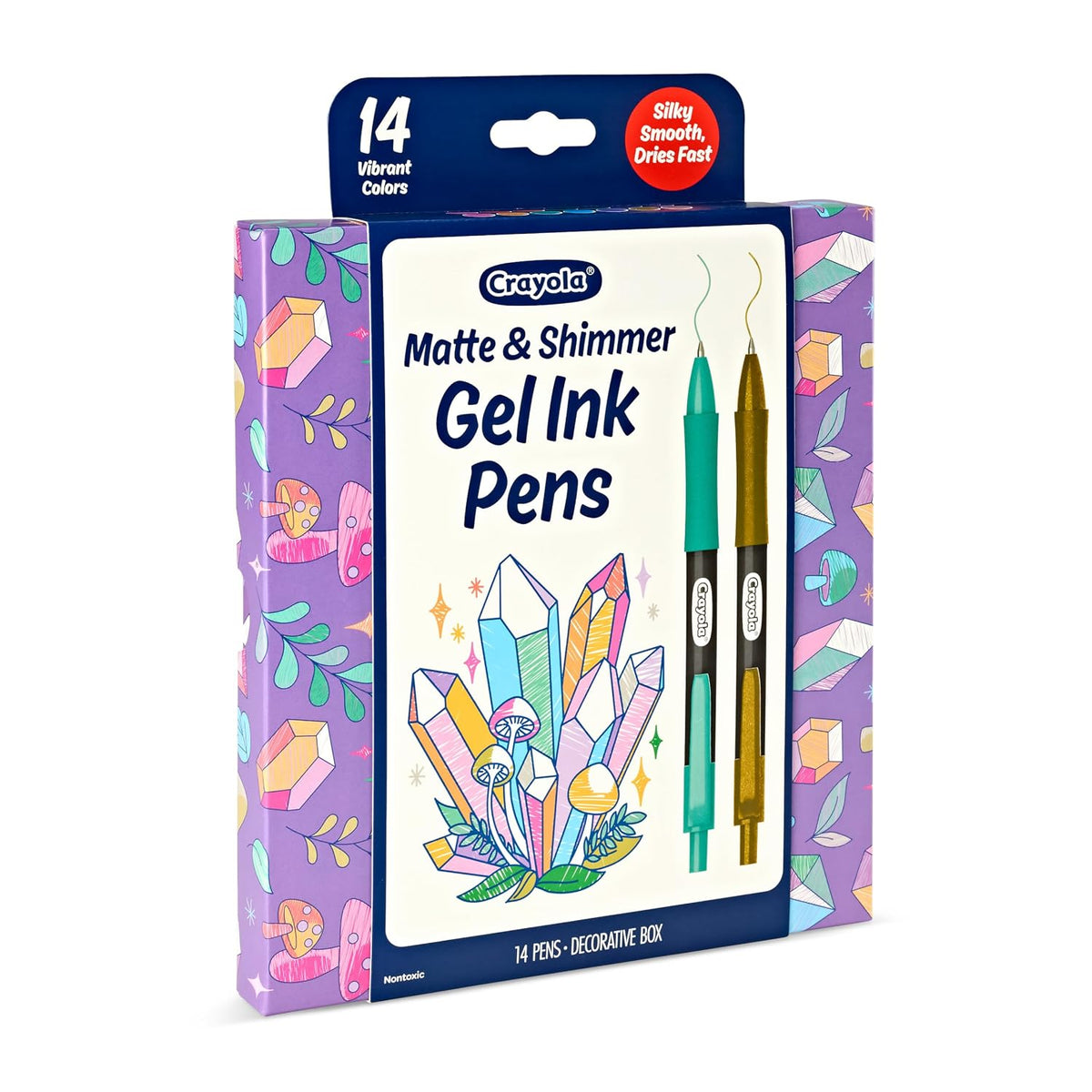 Crayola Gel Ink Pen Marker Set, 14 Matte & Glitter Pens, Gel Pens for Coloring, Fine Point, Gift for Kids & Teens, Ages 4+