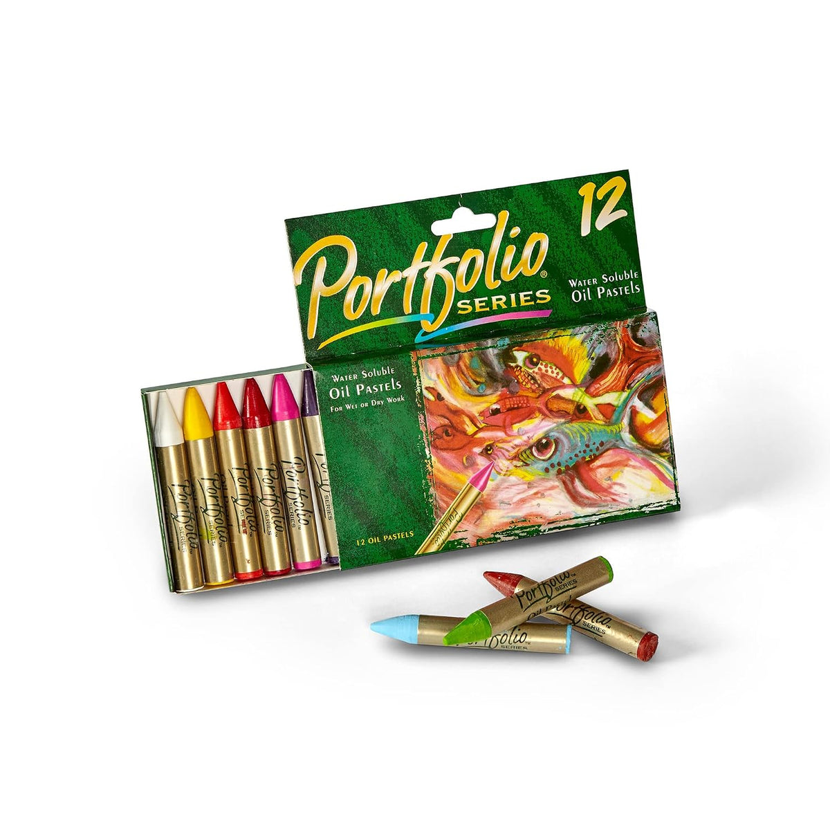 Crayola Portfolio Series Oil Pastels – 12 Assorted Water-Soluble Colours for Wet or Dry Use | Creamy Blendable Pastels for Artists & Kids | Safe, Non-Toxic Art Supplies
