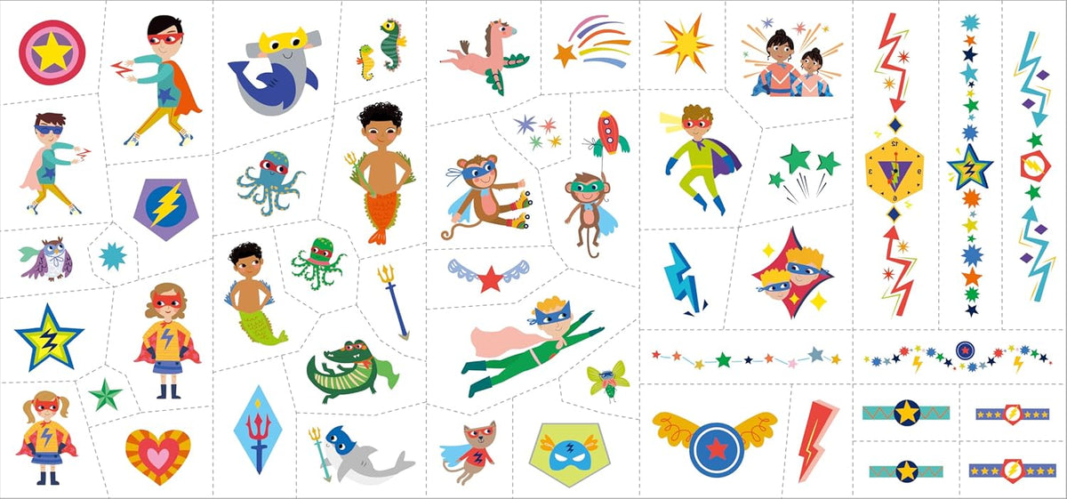 Avenir - Fancy Me Face Stickers & Tattoos for Kids – Superheroes | 110+ Cosmetic-Grade Removable Stickers | Fun Family Fashion Activity for Parties, Dress-Up & Creative Play