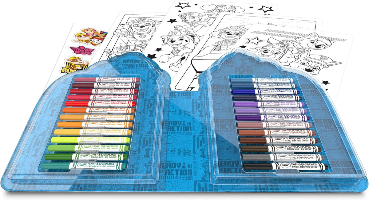 CRAYOLA - Case with Colours & Stickers Paw Petrol, Felt Pen Set, Colouring Pages, Stickers, 45 Pieces, Creative Gift for Children from 5 Years