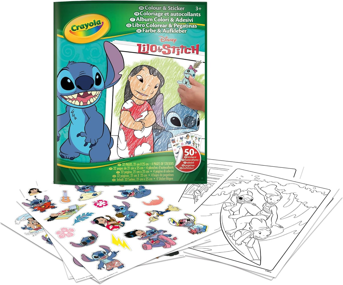 Crayola Lilo & Stitch Sticker Colouring Book – 32 Fun Activity Pages with 4 Sheets of Stickers | Kids Colouring & Activity Set | Creative Gift for Children Ages 3+