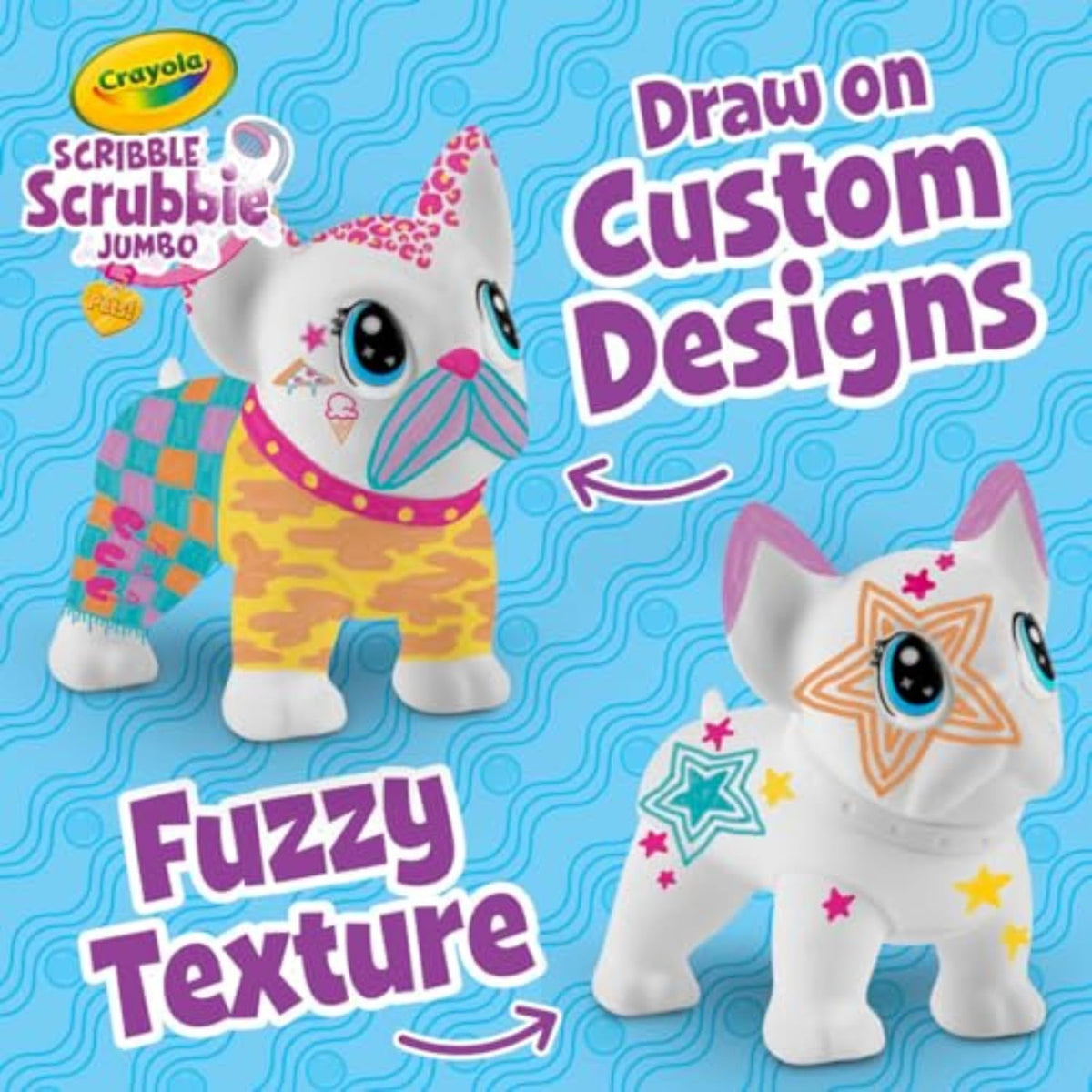 Crayola Scribble Scrubbie Jumbo Pet – Big Wilbur the French Bulldog, Washable Coloring Toy for Kids, Ages 3+