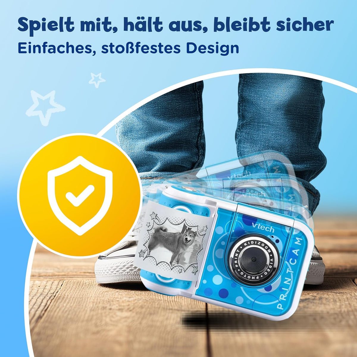 VTech - KidiZoom PrintCam | Digital Camera For Children | Electronic Toy Camera, Click & Print | Photos & Video For Kids Aged 3, 4, 5, 6, 7, 9 Years Old - Blue