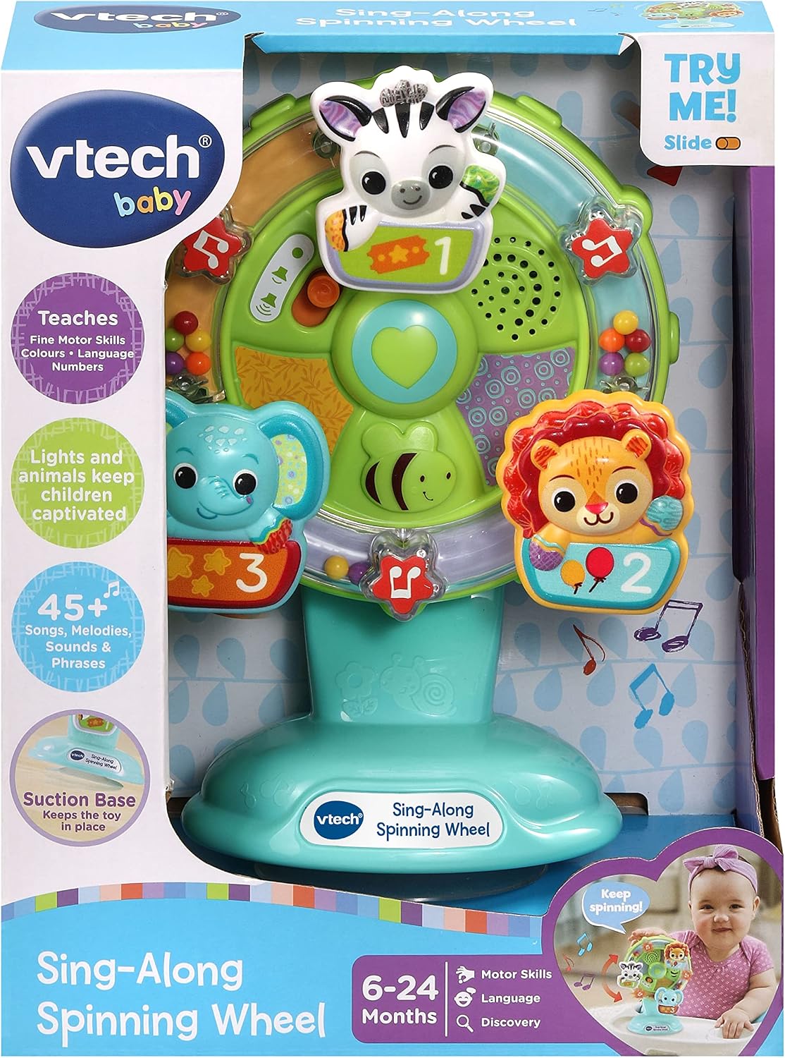 Vtech - Sing-A-Long Spinning wheel - Multicolour | Features 10 happy melodies, 4 sing-along songs and lots of spinning!| Suitbale ages 6m + up