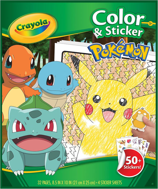Crayola Pokémon Colouring Book with Stickers – 32 Fun Activity Pages & 4 Sticker Sheets | Kids Creative Colouring Set | Travel Activity Book for Boys & Girls Ages 3+