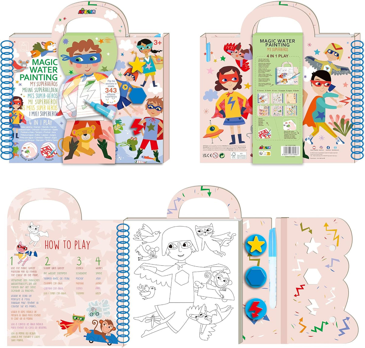 Avenir - Magic Water Painting, My Superheros Multicolour | Ideal for rainy days, indoor play, mess-free painting, travel and holidays |  Ideal for Ages 3+