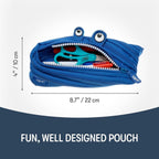 ZIPIT - Monstar Pencil Case for Boys, Holds Up to 30 Pens, Machine Washable, Made of One Long Zipper! (Blue)