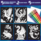 Crayola Glow Fusion, Glow in The Dark Coloring Set with Markers, Mythical Creature Coloring Pages, Gift for Kids
