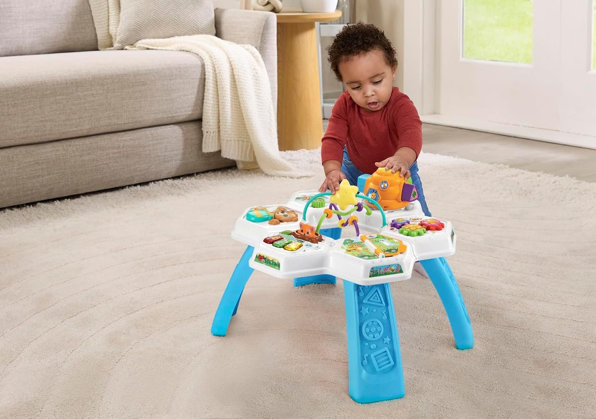 VTech Busy Bee 2-in-1 Activity Table with Music, Shape Sorter & Learning Zones for Babies & Toddlers