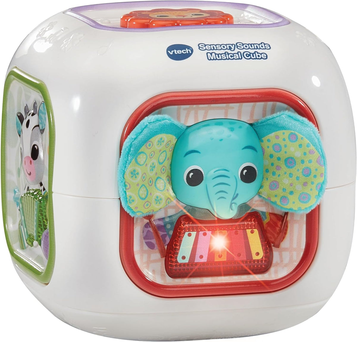 VTech Baby Sensory Sounds Musical Cube – Interactive Baby Toy with Nursery Rhymes, Classical Tunes & Textured Manipulatives | Teaches Animals & Instruments | For Ages 3–18 Months+