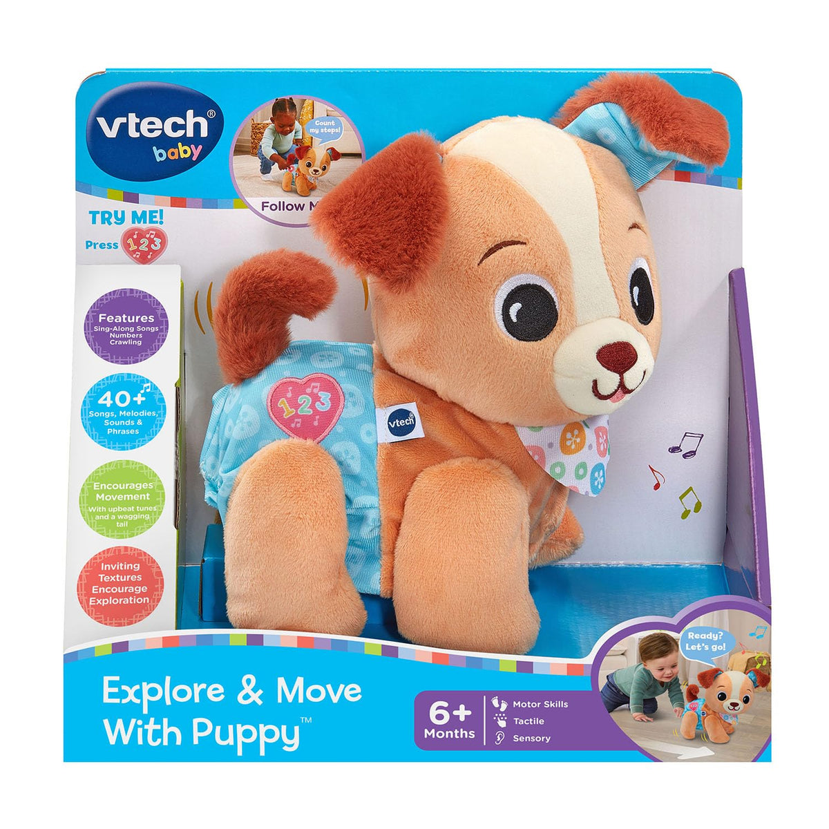 VTech Walking & Singing Plush Puppy Toy with Light-Up Button for Babies (6+ Months)