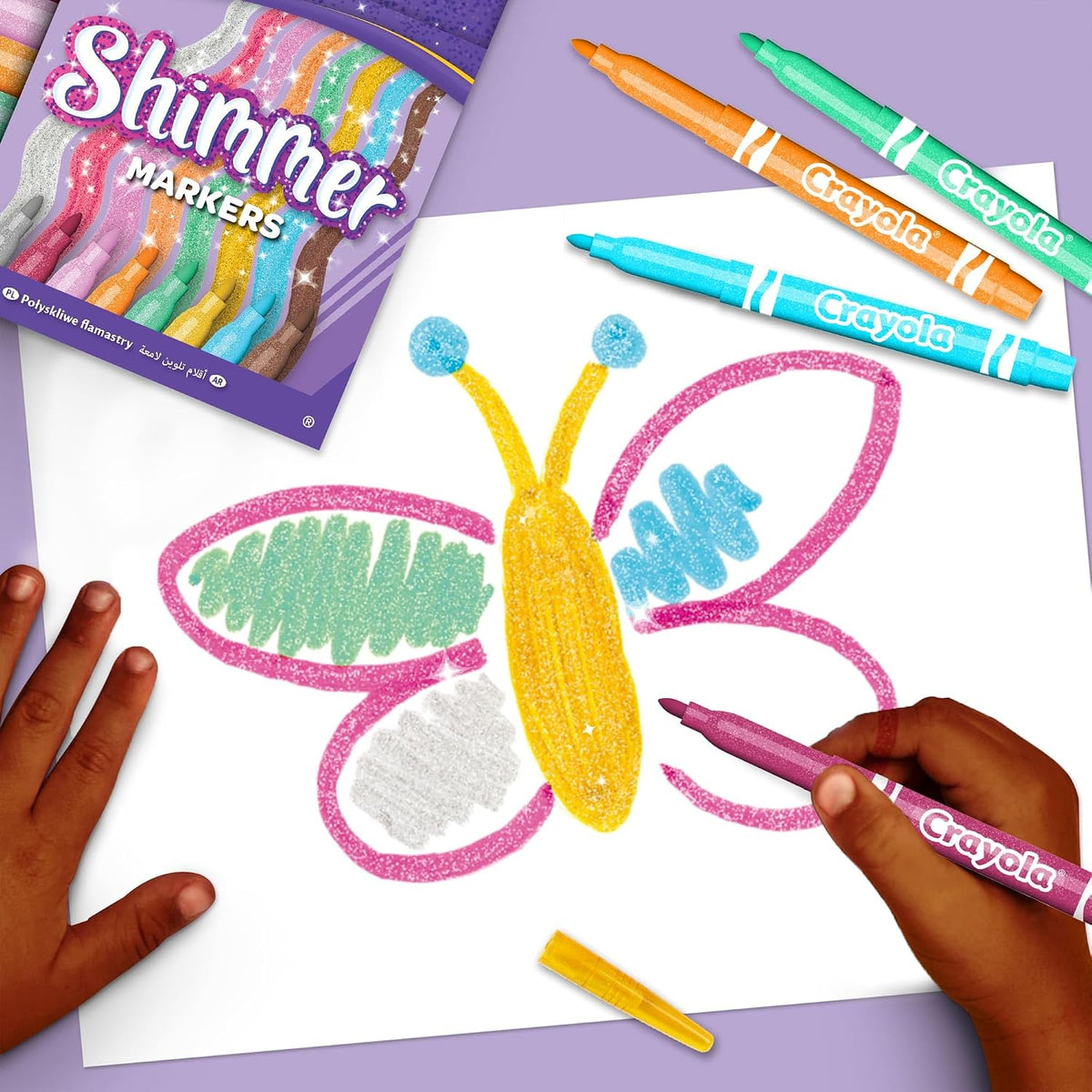 Crayola Glitter Markers Set – 8 Vibrant Sparkling Colours for Kids Art & Crafts | Non-Toxic Shimmery Markers for Drawing, School Projects & Creative Fun Ages 3+