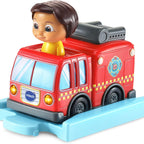 VTech CoComelon Go! Go! Smart Wheels Nina’s Fire Truck & Track, Fire Sounds & Songs with SmartPoint, Ages 1.5 – 5 Years