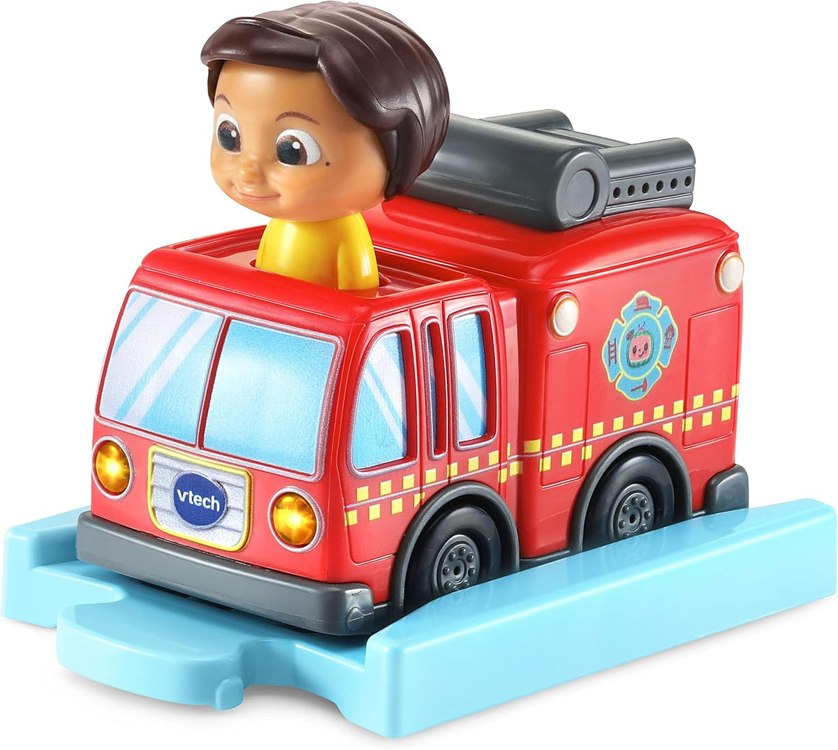 VTech CoComelon Go! Go! Smart Wheels Nina’s Fire Truck & Track, Fire Sounds & Songs with SmartPoint, Ages 1.5 – 5 Years