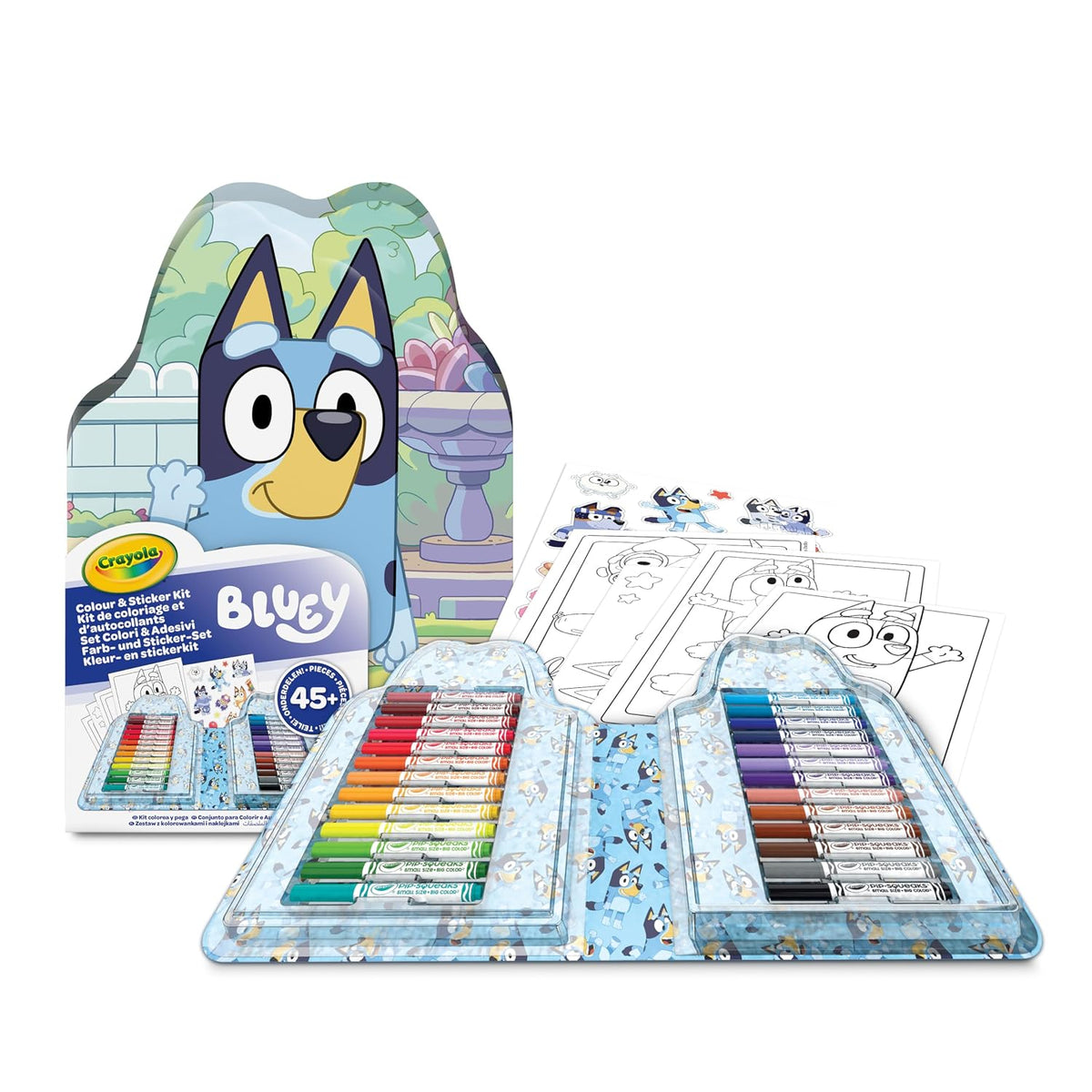 CRAYOLA - Bluey Colours & Stickers Case, Set of Felt Tip Pens, Colouring Pens, Stickers, 45 Pieces, Creative Gift for Children, from 5 Years