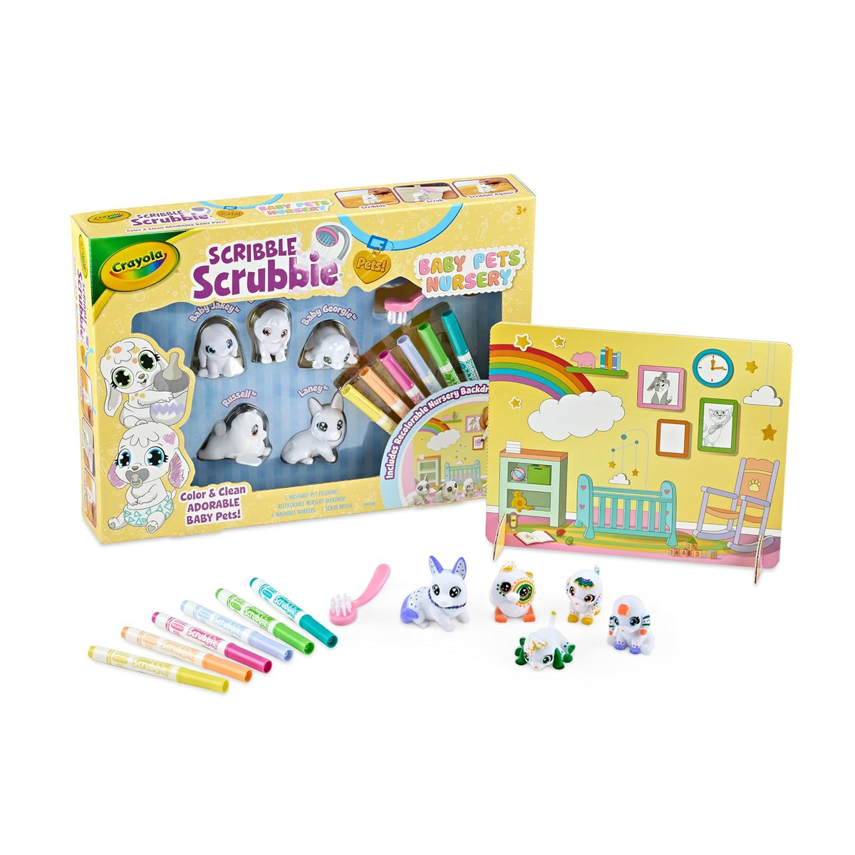 Crayola Scribble Scrubbie Baby Pets Nursery, Baby Animal Toys for Toddlers & Kids, Gift for Girls & Boys, Ages 3+