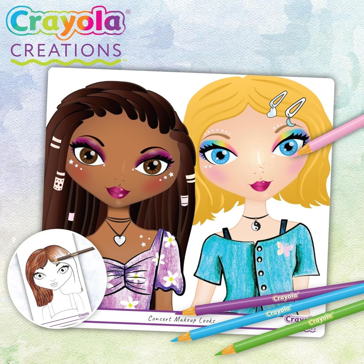 Crayola - Creations Make-up Sketch Portfolio | Trendy makeup and hairstyle tests and always find new fashion combinations | Perfect as a gift for children | Suitable for kids ages 8 years and up