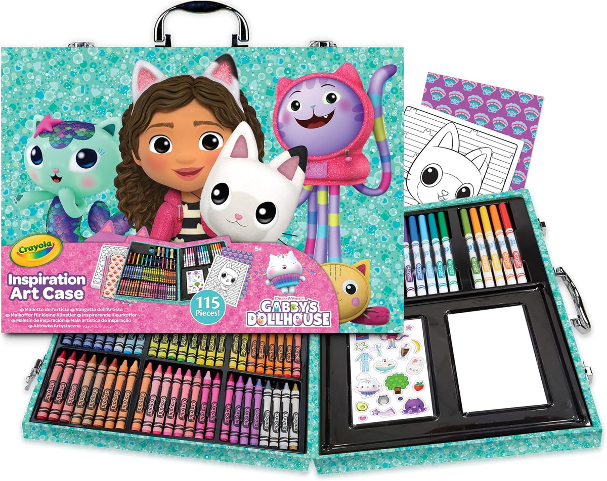 CRAYOLA - Inspiration Art Case, Gabby's Dollhouse Coloring Set, Ideal for Drawing and Coloring, 115 Pieces, Markers, Pencils and Pens