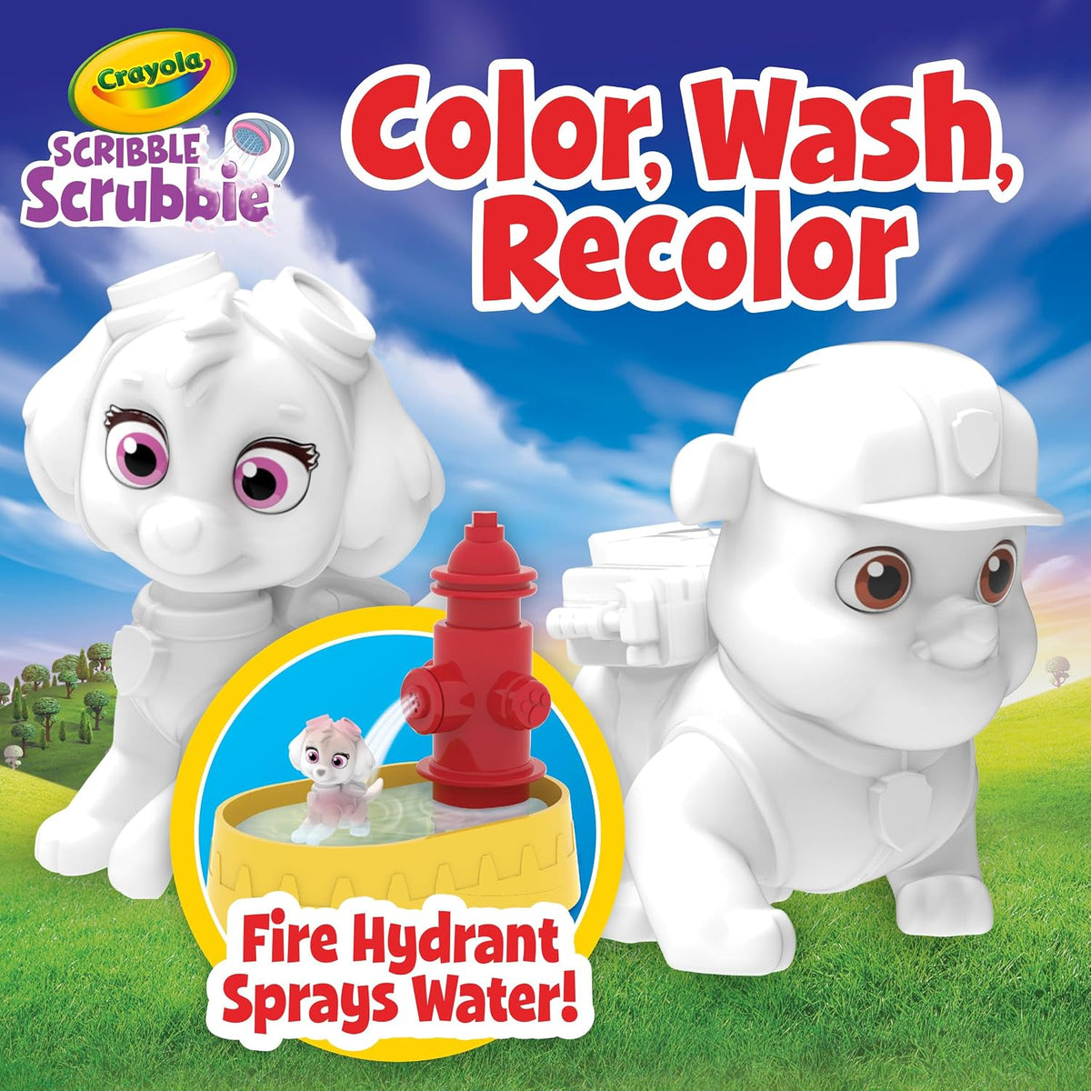 Crayola - Washimals Paw Patrol Activity Kit with 5 Baby Animals, 8 Washable Felt Tips, Bath with Shower, Small Brush, Game and Gift for Children, from 3 Years