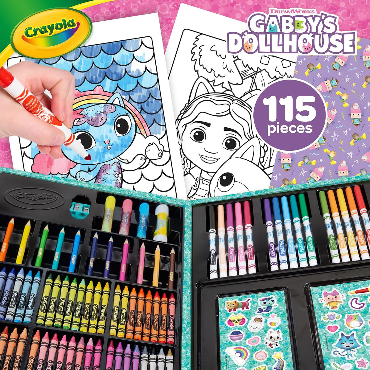 CRAYOLA - Inspiration Art Case, Gabby's Dollhouse Coloring Set, Ideal for Drawing and Coloring, 115 Pieces, Markers, Pencils and Pens