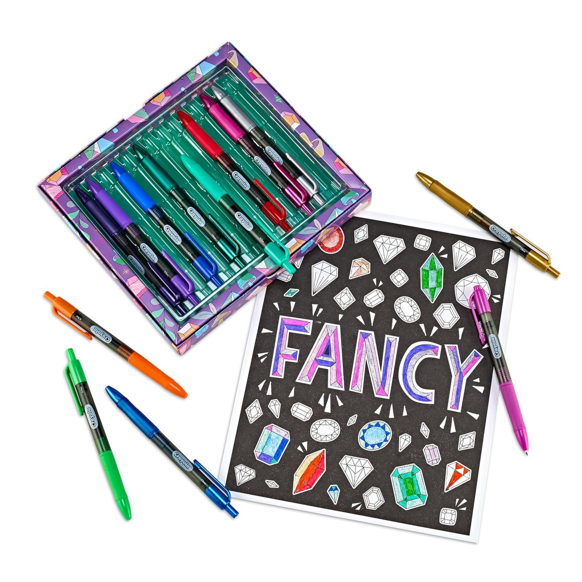 Crayola Gel Ink Pen Marker Set, 14 Matte & Glitter Pens, Gel Pens for Coloring, Fine Point, Gift for Kids & Teens, Ages 4+