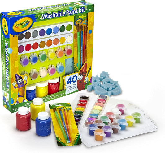 Crayola Washable Paint Set for Kids – 40-Piece Art Supplies Kit | Non-Toxic Washable Paints for School Projects, Crafts & Creative Fun