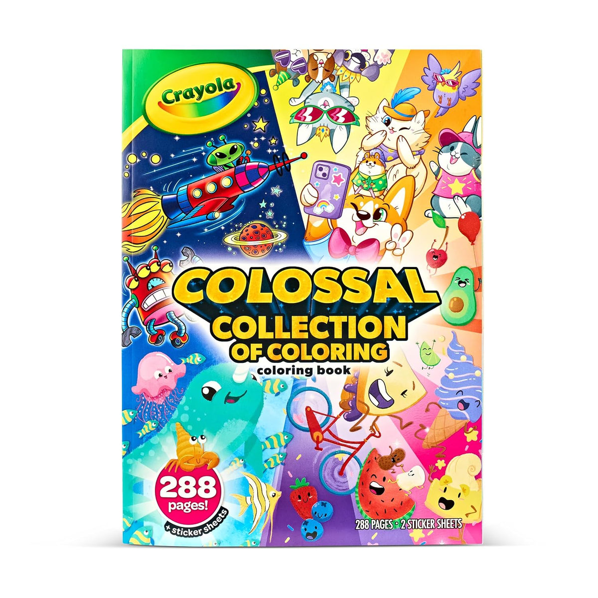 Crayola Colossal Collection of Coloring, 288 Coloring Book Pages, 2 Sticker Sheets, Coloring Book for Kids, Travel Activity