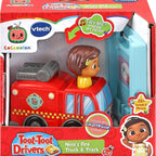 VTech CoComelon Go! Go! Smart Wheels Nina’s Fire Truck & Track, Fire Sounds & Songs with SmartPoint, Ages 1.5 – 5 Years