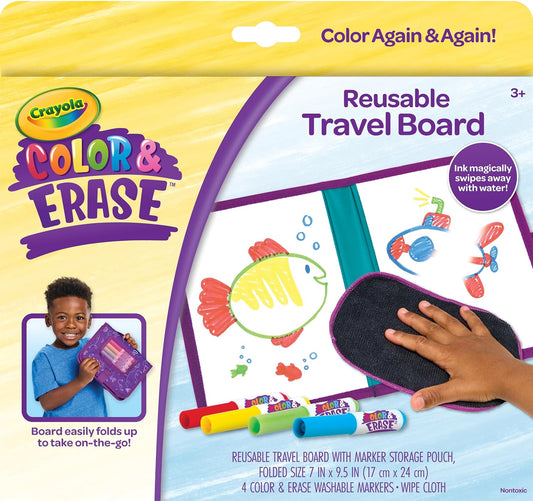 Crayola Color & Erase Drawing Board for Kids, Travel Coloring Kit, Gift 3+