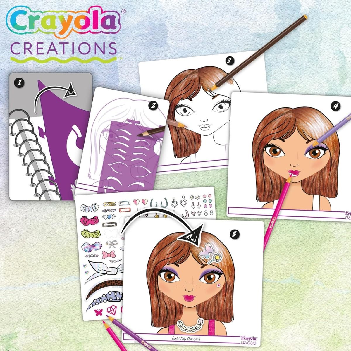 Crayola - Creations Make-up Sketch Portfolio | Trendy makeup and hairstyle tests and always find new fashion combinations | Perfect as a gift for children | Suitable for kids ages 8 years and up
