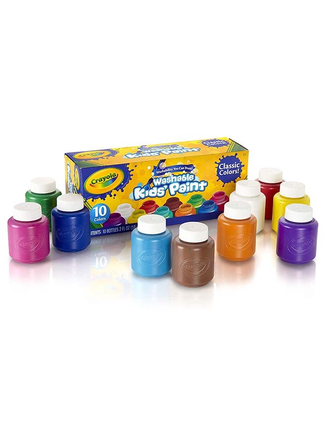 Crayola - Washable Kids Paint | Activity Set,10 Classic Clean & Bright Colors, Pack of 10 | 3+ Yrs