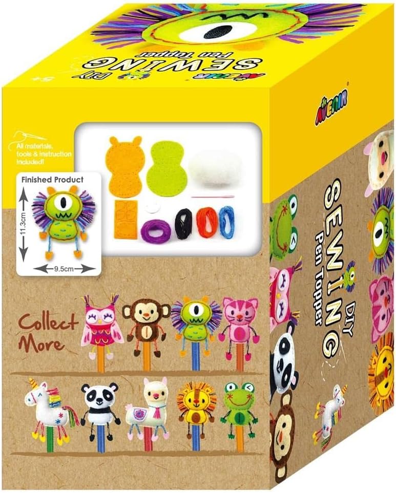 Avenir Sewing Pen Topper - Monster | DIY Pen Topper Friend Sewing Kit - Hours of Entertainment & Creativity | Tools & Instructions Included, Easy and Fun Activity for Kids +