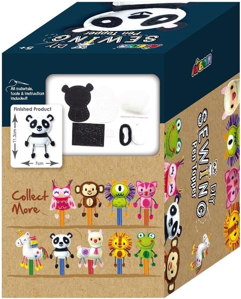 Avenir Sewing Pen Topper - Panda | DIY Pen Topper Friend Sewing Kit - Hours of Entertainment & Creativity | Tools & Instructions Included, Easy and Fun Activity for Kids +