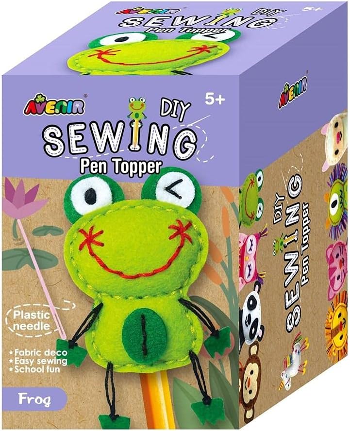 Avenir Sewing Pen Topper - Frog | DIY Pen Topper Friend Sewing Kit - Hours of Entertainment & Creativity | Tools & Instructions Included, Easy and Fun Activity for Kids +