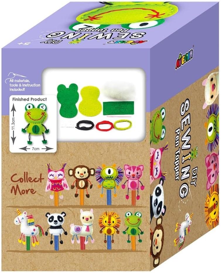 Avenir Sewing Pen Topper - Frog | DIY Pen Topper Friend Sewing Kit - Hours of Entertainment & Creativity | Tools & Instructions Included, Easy and Fun Activity for Kids +