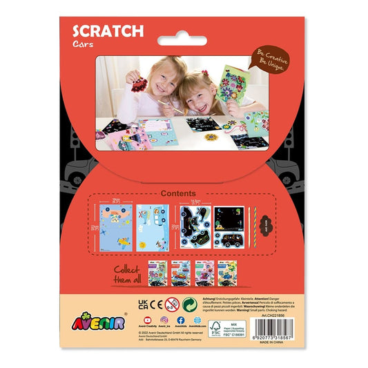 Avenir Scratch - Cars | Arts & Crafts, Greeting Cards Set | Make Beautiful Greetings Cards | Scratch Art 3+