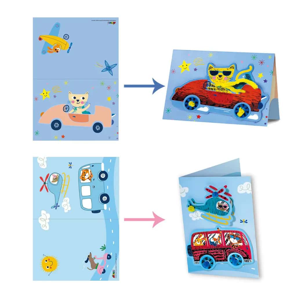 Avenir Scratch - Cars | Arts & Crafts, Greeting Cards Set | Make Beautiful Greetings Cards | Scratch Art 3+